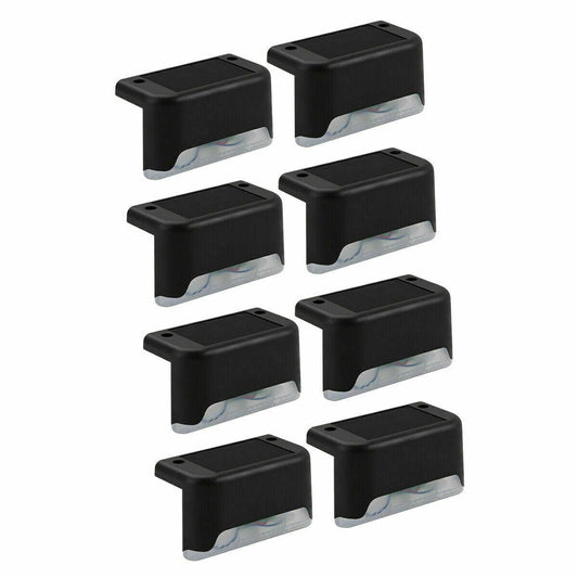16Pcs Black (Led: White) Solar-Powered LED Deck Lights - Outdoor Bright Lighting for Garden, Patio, Pathway, Stairs & Fence