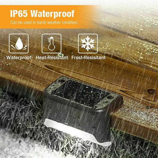 Solar-Powered LED Deck Lights - Outdoor Bright Lighting for Garden, Patio, Pathway, Stairs & Fence