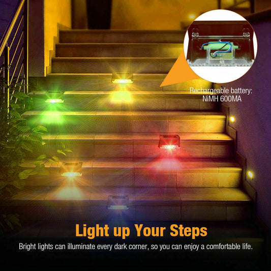 Solar-Powered LED Deck Lights - Outdoor Bright Lighting for Garden, Patio, Pathway, Stairs & Fence