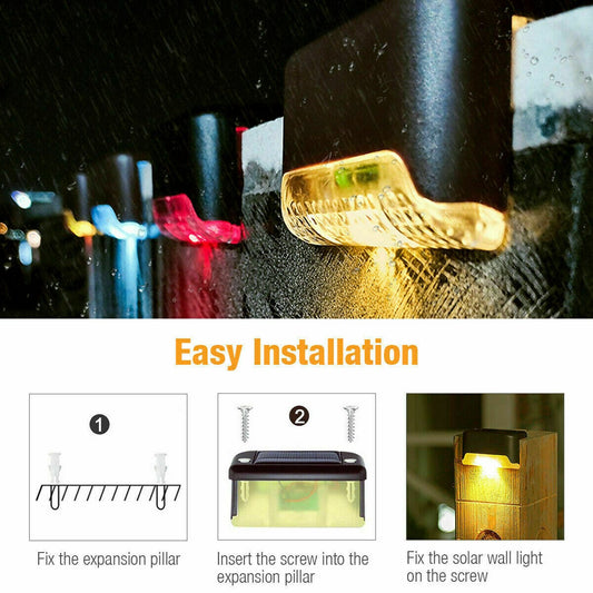 Solar-Powered LED Deck Lights - Outdoor Bright Lighting for Garden, Patio, Pathway, Stairs & Fence
