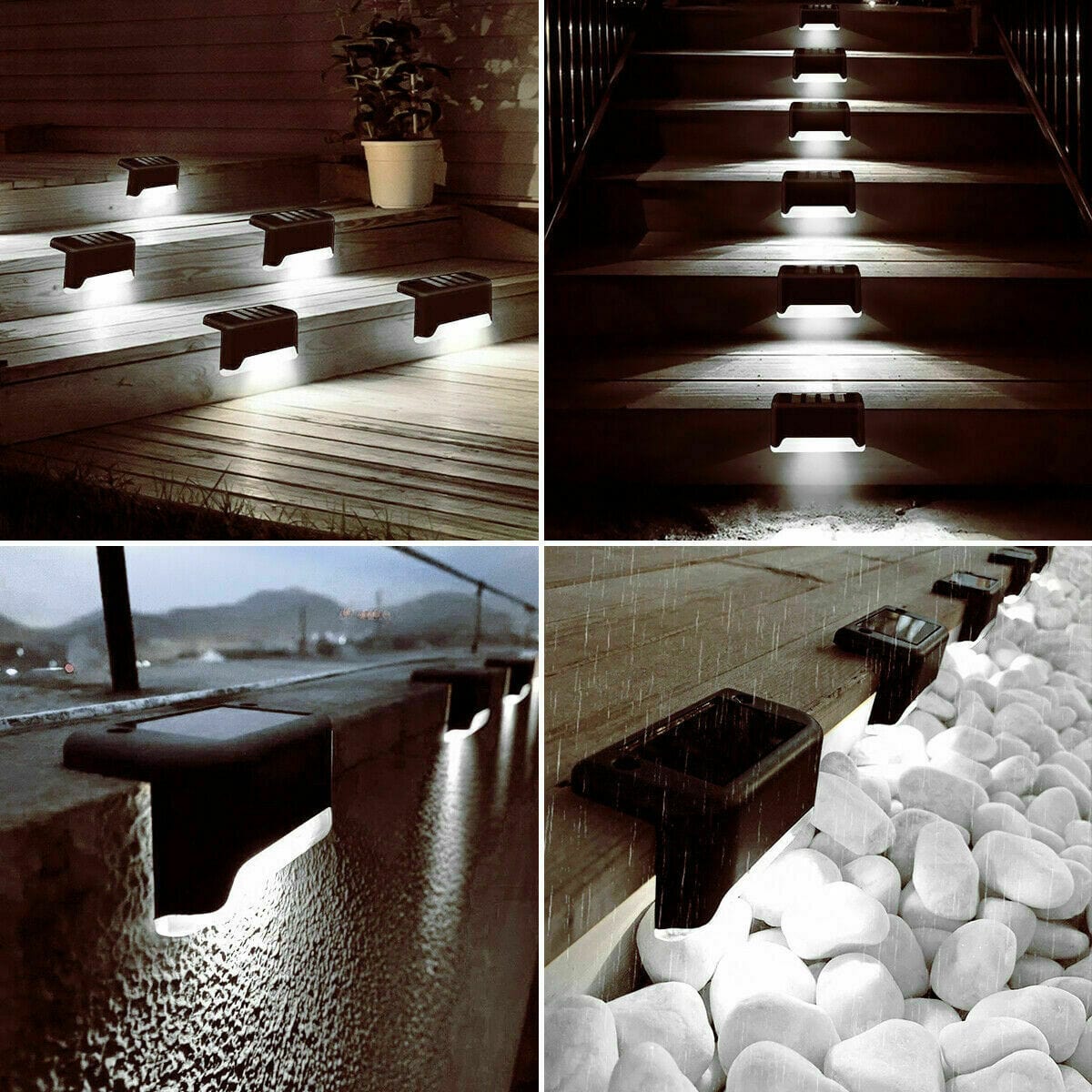 Solar-Powered LED Deck Lights - Outdoor Bright Lighting for Garden, Patio, Pathway, Stairs & Fence
