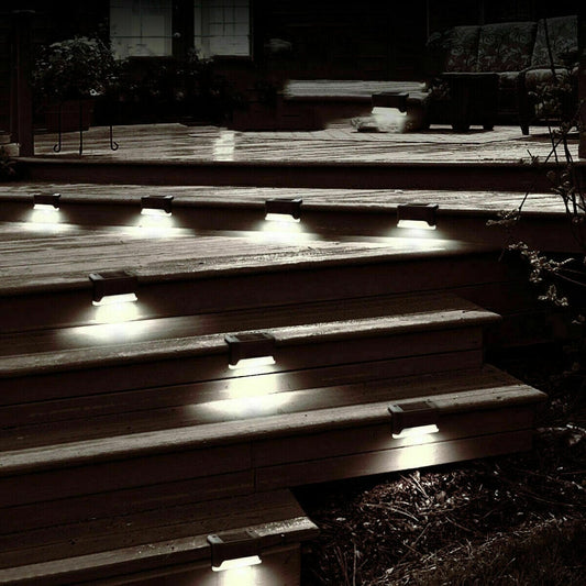Solar-Powered LED Deck Lights - Outdoor Bright Lighting for Garden, Patio, Pathway, Stairs & Fence