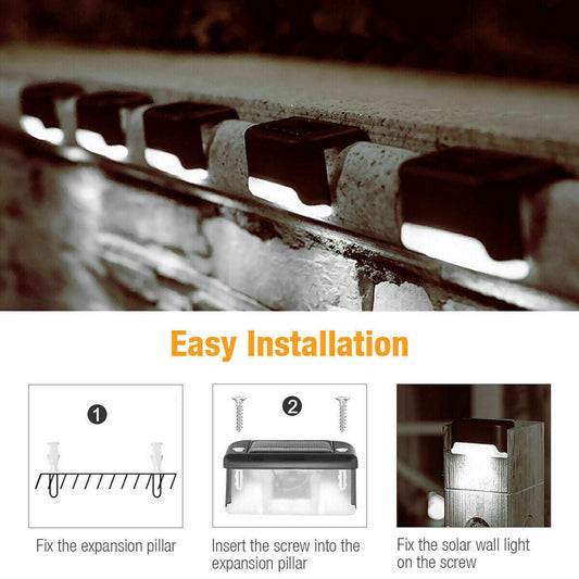 Solar-Powered LED Deck Lights - Outdoor Bright Lighting for Garden, Patio, Pathway, Stairs & Fence