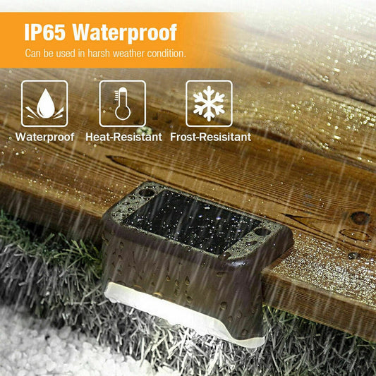 Solar-Powered LED Deck Lights - Outdoor Bright Lighting for Garden, Patio, Pathway, Stairs & Fence