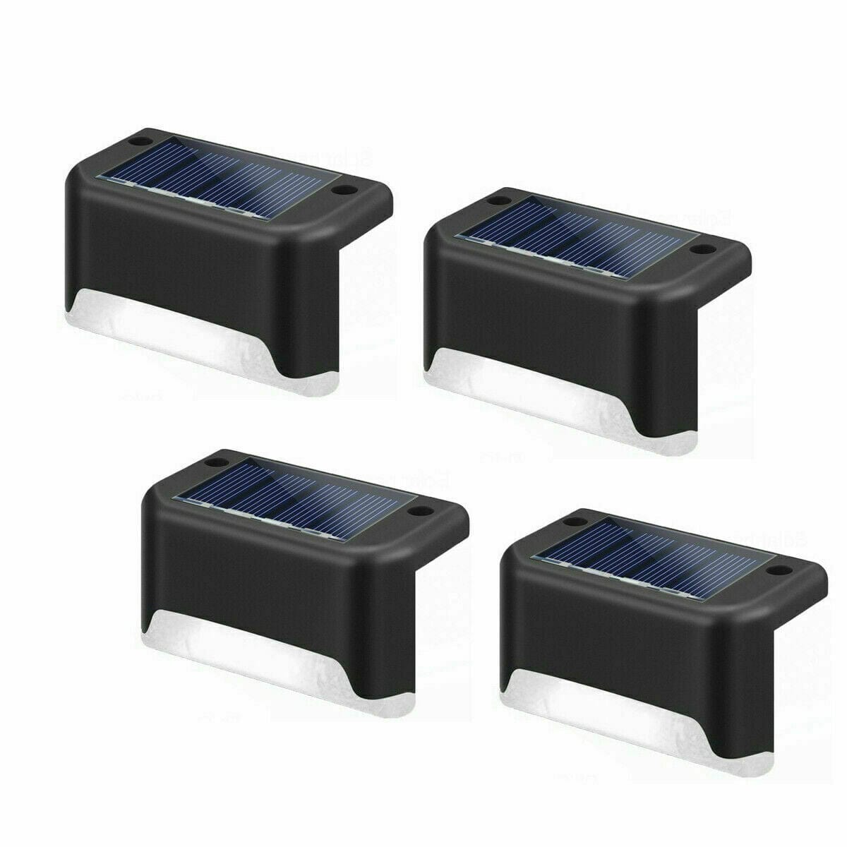 4Pcs Brown (Led: White) Solar-Powered LED Deck Lights - Outdoor Bright Lighting for Garden, Patio, Pathway, Stairs & Fence