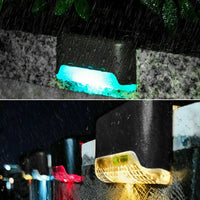 8Pcs Brown (Led: Multicolor) Solar-Powered LED Deck Lights - Outdoor Bright Lighting for Garden, Patio, Pathway, Stairs & Fence