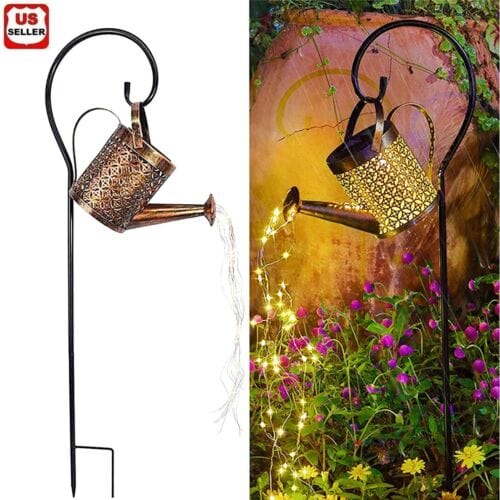 Warm Color Solar Watering Kettle Can Garden Light