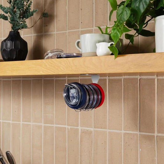 Space Saving Horizontal Cup Lid Storage Rack Under Cabinet Tools CJ   