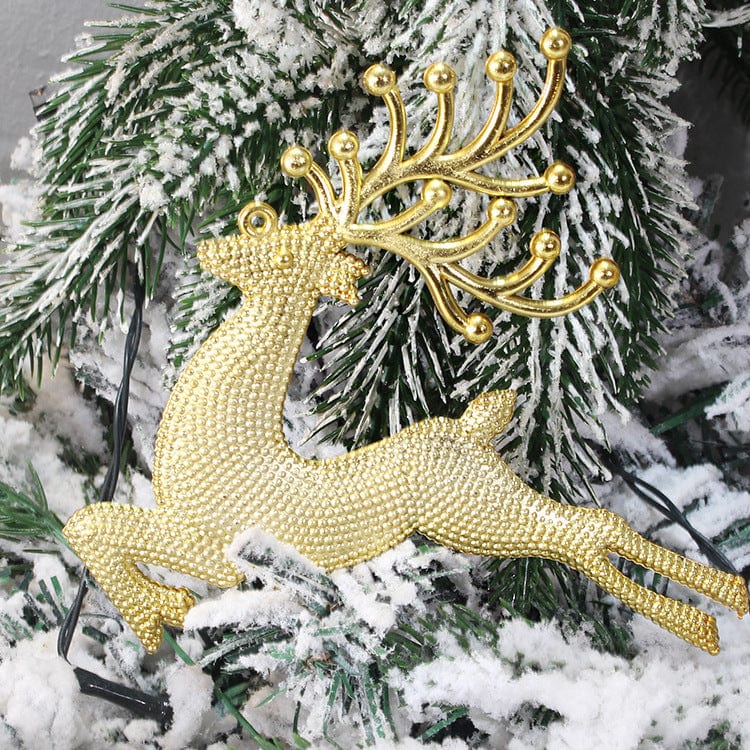 Sparkling Christmas Decor Electroplated Hemp Dot Elk & Tree Pendant