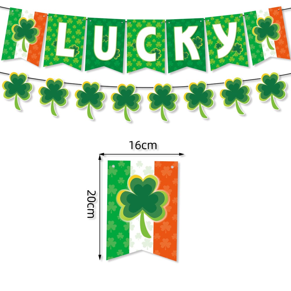 St. Patrick's Day Decorations: Lucky Clover Hat, Irish Shamrock Banner, Cups, and Plates for a Happy St. Patrick's Day Irish Party Accessories CJ Pull flag 7PCS  