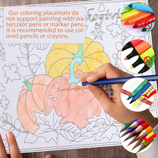 Thanksgiving Coloring Placemats for Kids(20 Sheets)  ebasketonline   