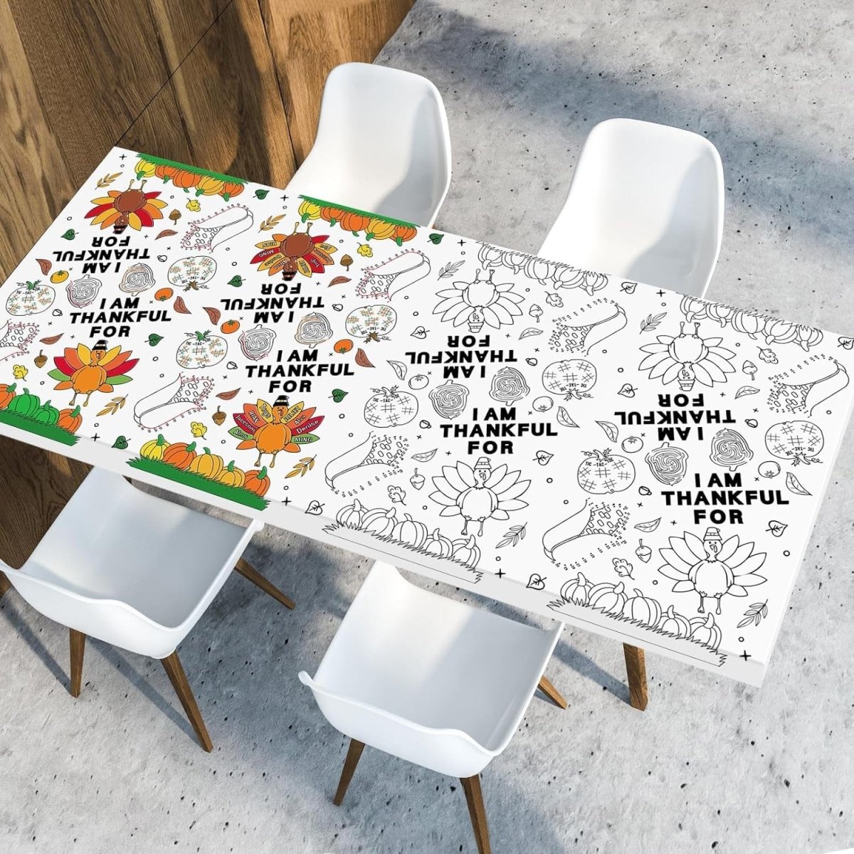 Thanksgiving Coloring Tablecloth, Disposible Paper Table Cloth for Kids Activities at Home or School - 118" X 54"  ebasketonline   