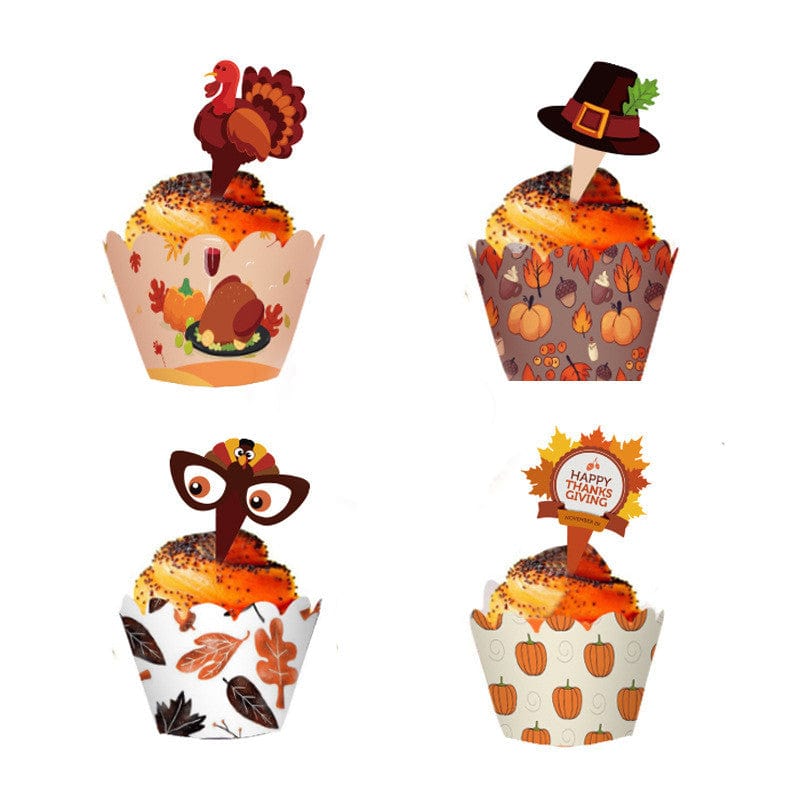 Thanksgiving Dessert Table Decor Set Cake Wrappers and Toppers Gifts CJ   