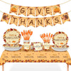 , Thanksgiving Dinnerware Set, Thanksgiving Decoration with Banner, Thansgiving table cloth, - Pack of 177, Serves 25 Guests  ebasketonline Light Brown  