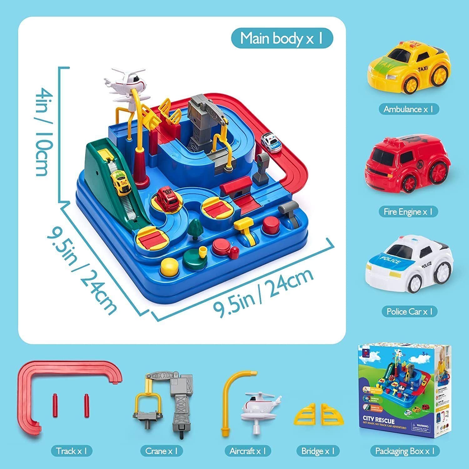 Toddler Car Race Tracks with Ambulance and Magnet Airplanes - Perfect Gifts for Boys Aged 3-8  ebasketonline   