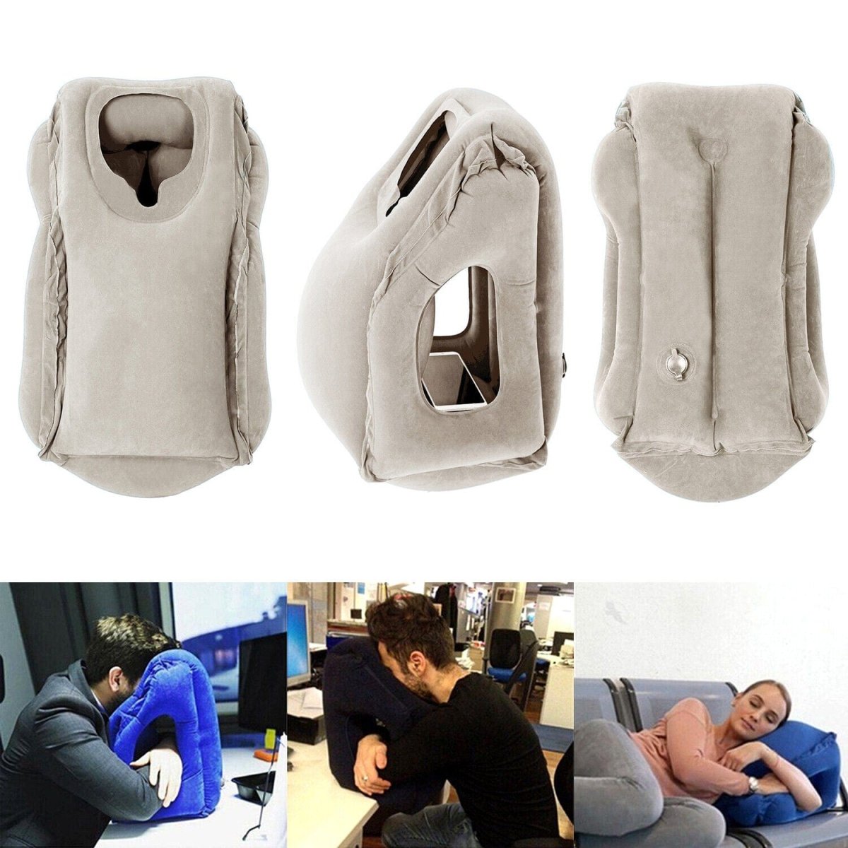 Ultimate Comfort Inflatable Travel Pillow - Ergonomic Airplane Neck Support Cushion for Head, Chin & Neck Rest