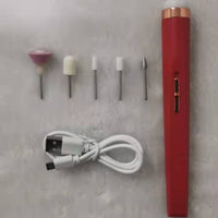 Ultimate Manicure Machine Set: Five-in-one Cordless USB Rechargeable Electric Nail Drill Polisher with LED Skincare Almandine   