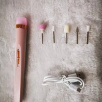 Ultimate Manicure Machine Set: Five-in-one Cordless USB Rechargeable Electric Nail Drill Polisher with LED Skincare Almandine Pink USB 