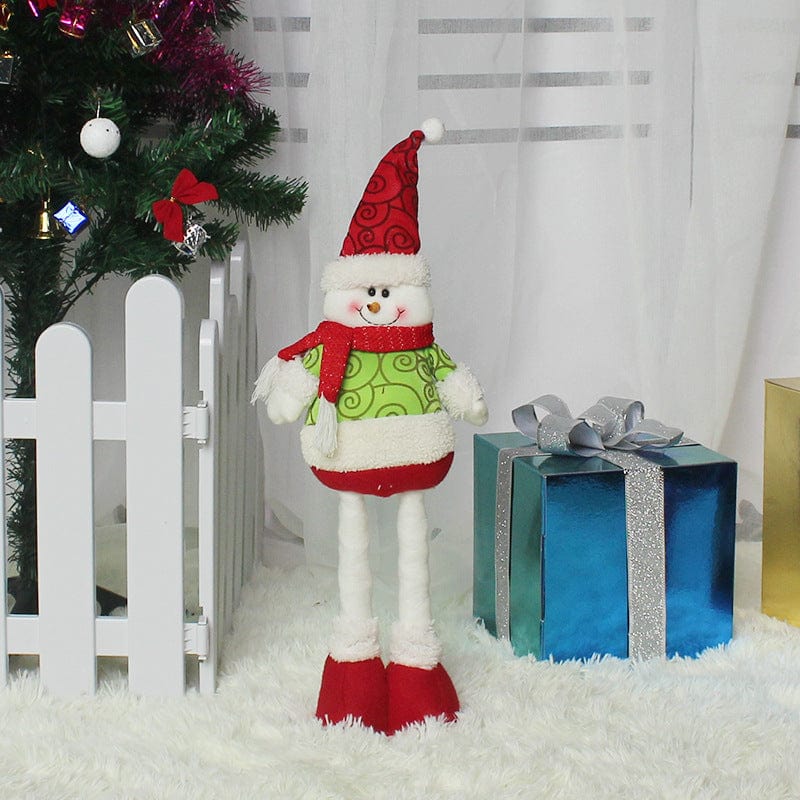 Unique Retractable Standing Santa Claus Snowman Elk Doll Ornaments for Christmas Christmas CJ The snowman type A  