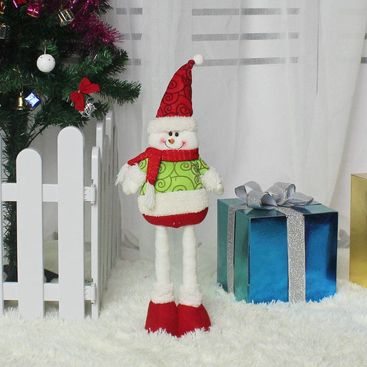 Unique Retractable Standing Santa Claus Snowman Elk Doll Ornaments for Christmas Christmas CJ The snowman type A  