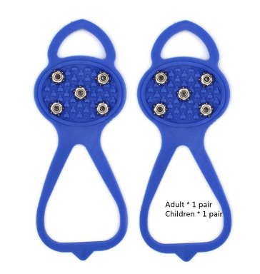 Unisex Men 5 Teeth Ice Gripper For Shoes Crampons Ice Gripper Spike Grips Cleats For Snow Studs Non-Slip Climbing Hiking Covers Accessories CJ Blue AB twopiece set 1pair