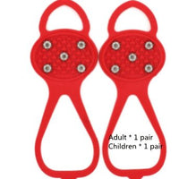 Unisex Men 5 Teeth Ice Gripper For Shoes Crampons Ice Gripper Spike Grips Cleats For Snow Studs Non-Slip Climbing Hiking Covers Accessories CJ Red AB twopiece set 1pair