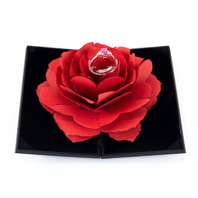 Valentine's Day Gift: 3D Love Box Heart-shaped Rose Flower Rotating Ring Box Accessories CJ   