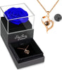 Valentine's Day Gift for Her: Preserved Real Rose with I Love You Necklace  ebasketonline Rose Gold Necklace-Blue Rose  