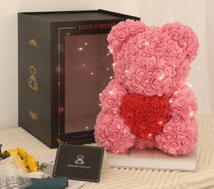 Valentine's Day Gift Rose Bear Eternal Flower Rose Teddy Bear PE Foam Bear 25cm Valentines Day Gifts CJ 40cm pink heart color box