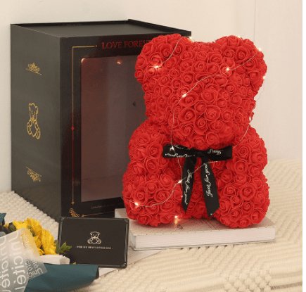 Valentine's Day Gift Rose Bear Eternal Flower Rose Teddy Bear PE Foam Bear 25cm Valentines Day Gifts CJ 40cm red and color box  