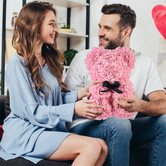 Valentine's Day Gift Rose Bear Eternal Flower Rose Teddy Bear PE Foam Bear 25cm Valentines Day Gifts CJ