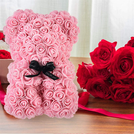 Valentine's Day Gift Rose Bear Eternal Flower Rose Teddy Bear PE Foam Bear 25cm Valentines Day Gifts CJ