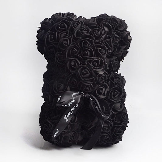 Valentine's Day Gift Rose Bear Eternal Flower Rose Teddy Bear PE Foam Bear 25cm Valentines Day Gifts CJ Black