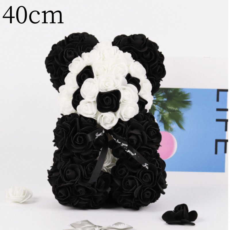 Valentine's Day Gift Rose Bear Eternal Flower Rose Teddy Bear PE Foam Bear 25cm Valentines Day Gifts CJ Black white 40cm  