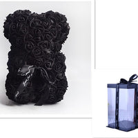 Valentine's Day Gift Rose Bear Eternal Flower Rose Teddy Bear PE Foam Bear 25cm Valentines Day Gifts CJ Black with box  