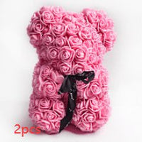 Valentine's Day Gift Rose Bear Eternal Flower Rose Teddy Bear PE Foam Bear 25cm Valentines Day Gifts CJ Dark pink 2pcs  