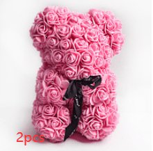 Valentine's Day Gift Rose Bear Eternal Flower Rose Teddy Bear PE Foam Bear 25cm Valentines Day Gifts CJ Dark pink 2pcs
