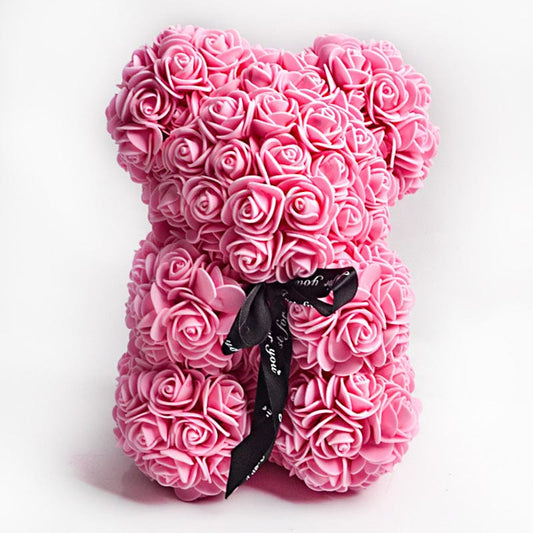 Valentine's Day Gift Rose Bear Eternal Flower Rose Teddy Bear PE Foam Bear 25cm Valentines Day Gifts CJ Dark pink  