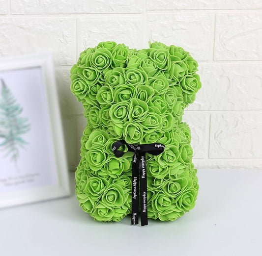 Valentine's Day Gift Rose Bear Eternal Flower Rose Teddy Bear PE Foam Bear 25cm Valentines Day Gifts CJ Green