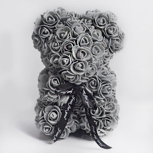 Valentine's Day Gift Rose Bear Eternal Flower Rose Teddy Bear PE Foam Bear 25cm Valentines Day Gifts CJ Grey