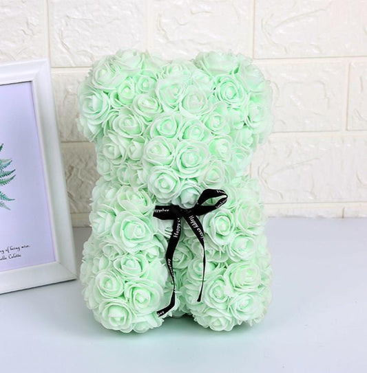 Valentine's Day Gift Rose Bear Eternal Flower Rose Teddy Bear PE Foam Bear 25cm Valentines Day Gifts CJ Light Green
