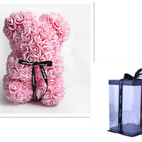 Valentine's Day Gift Rose Bear Eternal Flower Rose Teddy Bear PE Foam Bear 25cm Valentines Day Gifts CJ Light pink with box  