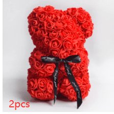 Valentine's Day Gift Rose Bear Eternal Flower Rose Teddy Bear PE Foam Bear 25cm Valentines Day Gifts CJ Red 2pcs