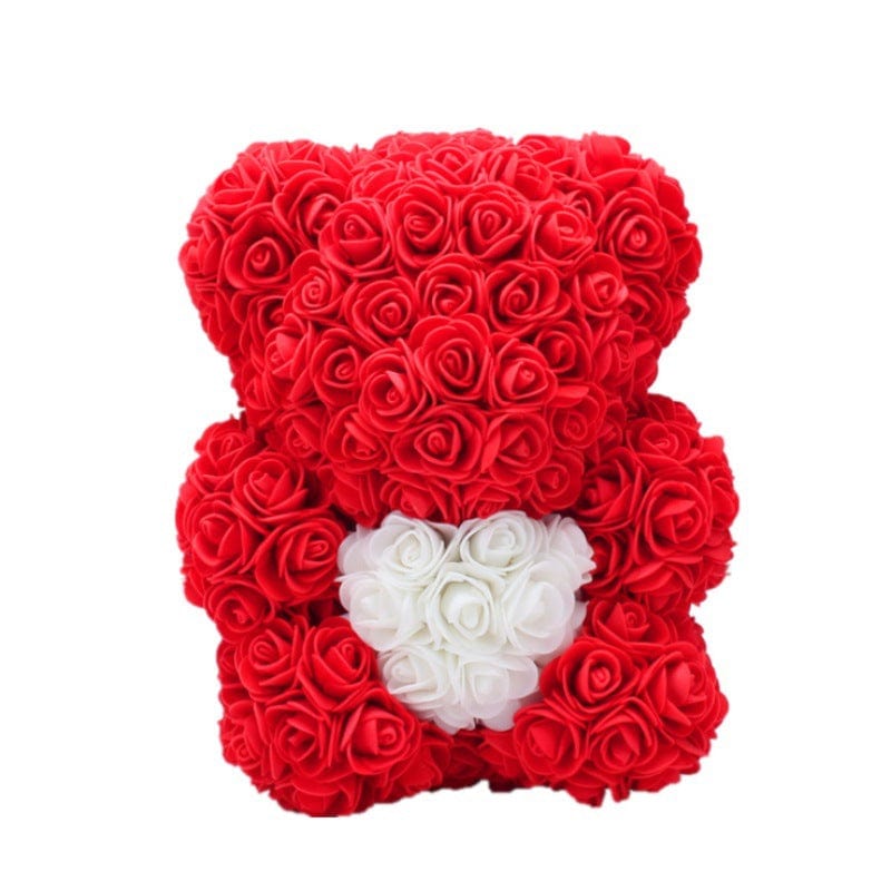 Valentine's Day Gift Rose Bear Eternal Flower Rose Teddy Bear PE Foam Bear 25cm Valentines Day Gifts CJ Red heart  