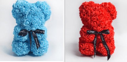 Valentine's Day Gift Rose Bear Eternal Flower Rose Teddy Bear PE Foam Bear 25cm Valentines Day Gifts CJ Red set