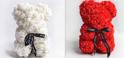 Valentine's Day Gift Rose Bear Eternal Flower Rose Teddy Bear PE Foam Bear 25cm Valentines Day Gifts CJ Red set1