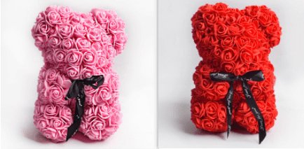 Valentine's Day Gift Rose Bear Eternal Flower Rose Teddy Bear PE Foam Bear 25cm Valentines Day Gifts CJ Red set2  