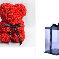 Valentine's Day Gift Rose Bear Eternal Flower Rose Teddy Bear PE Foam Bear 25cm Valentines Day Gifts CJ Red with box  