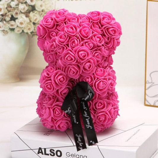 Valentine's Day Gift Rose Bear Eternal Flower Rose Teddy Bear PE Foam Bear 25cm Valentines Day Gifts CJ Rose Red