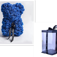 Valentine's Day Gift Rose Bear Eternal Flower Rose Teddy Bear PE Foam Bear 25cm Valentines Day Gifts CJ Royal blue with box  